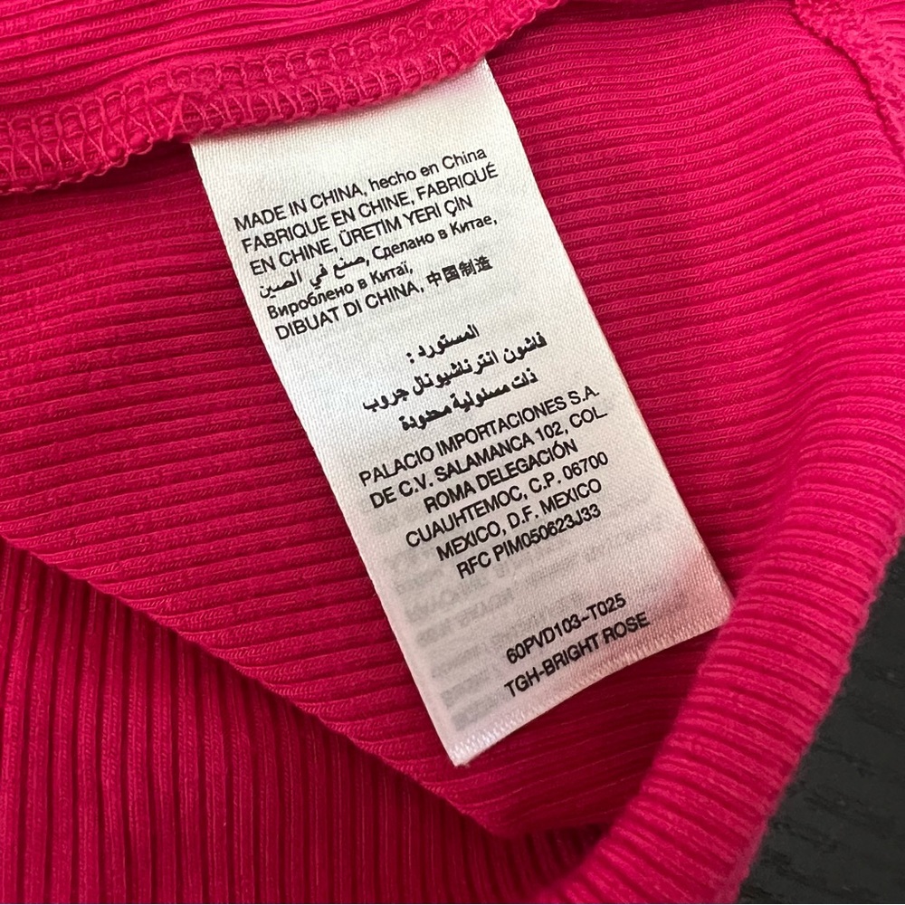 Bebe Bright Pink Ribbed Rhinestone Cross back Tank Large - Picture 5 of 7